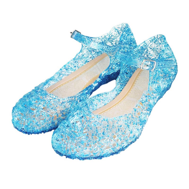 techcity Princess Girls Sandals Dress Up Dance Party Cosplay Jelly Shoes for Kids Toddler Mary Janes (Toddler 9.5 M, Blue) - Image 1